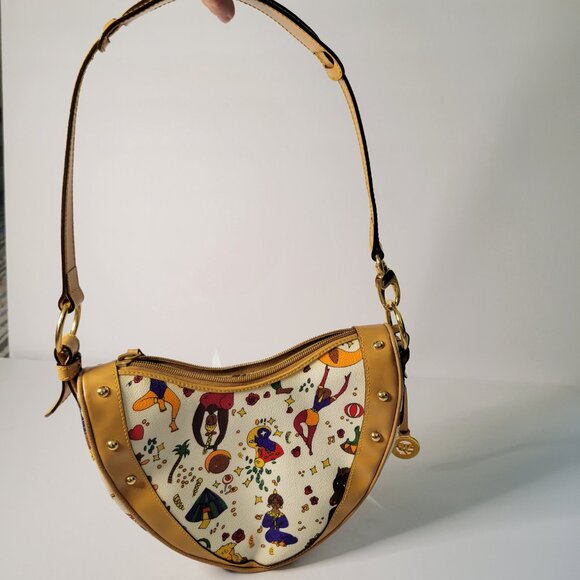 Piero Guidi Handbag Magic Circus Acrobats White With Tan Trim NWOT - Picture 8 of 13